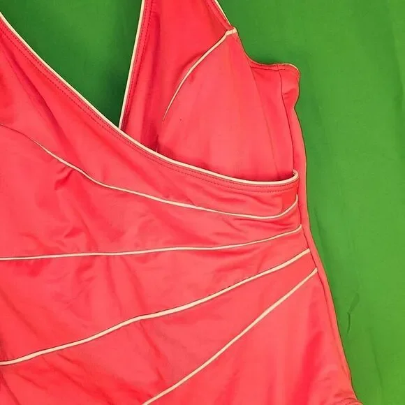 Miraclesuit Womens Red White Draped One Piece‎ Swimsuit 14 - Picture 3 of 5